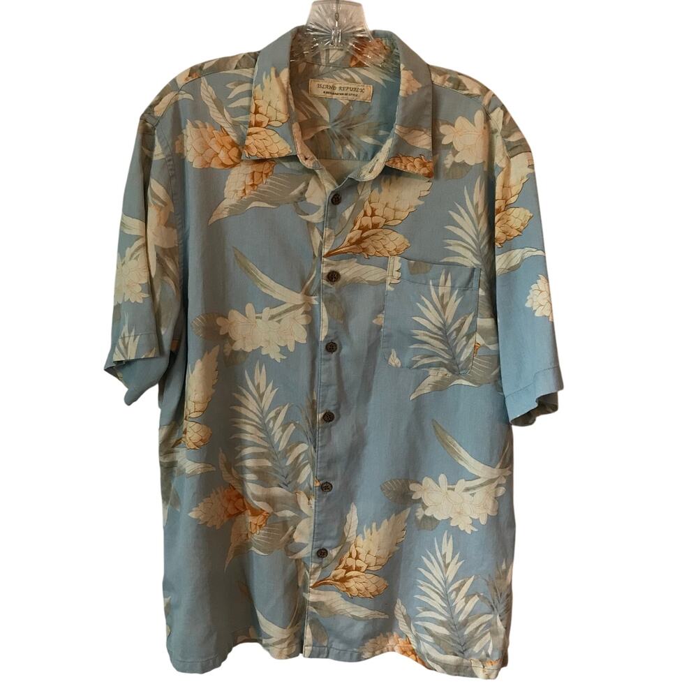 Island Republic Shirt Extra Large Mens Silk Tropical Floral Vacation Beach XL